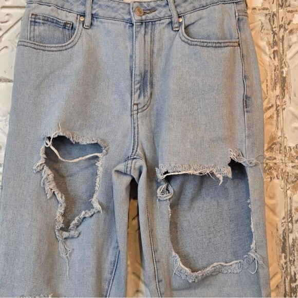 PacSun Mom Jeans Distressed Light Eco Blue Denim Ankle Jeans Size 27 Retro Y2K - Picture 4 of 13